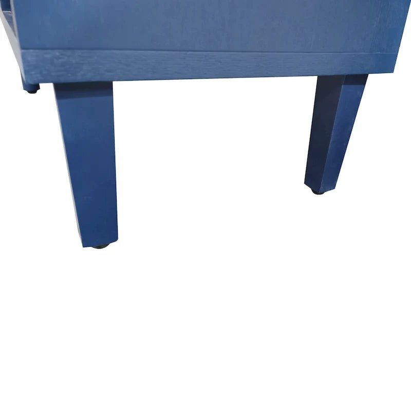 Navy Blue Sideboard Buffet Cabinet with Geometric Texture, Gold Handle Storage Credenza