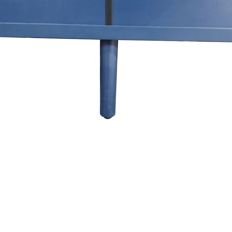 Navy Blue Sideboard Buffet Cabinet with Geometric Texture, Gold Handle Storage Credenza