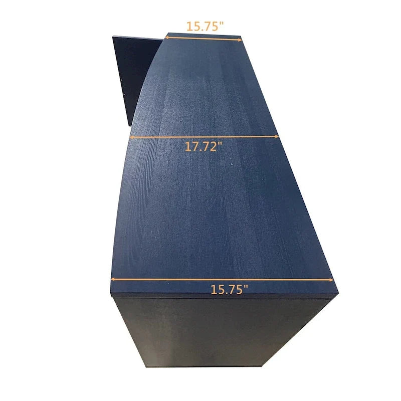 Navy Blue Sideboard Buffet Cabinet with Geometric Texture, Gold Handle Storage Credenza