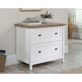 White 2-Drawer Storage Chest with Wood Top, Farmhouse Nightstand Dresser for Bedroom