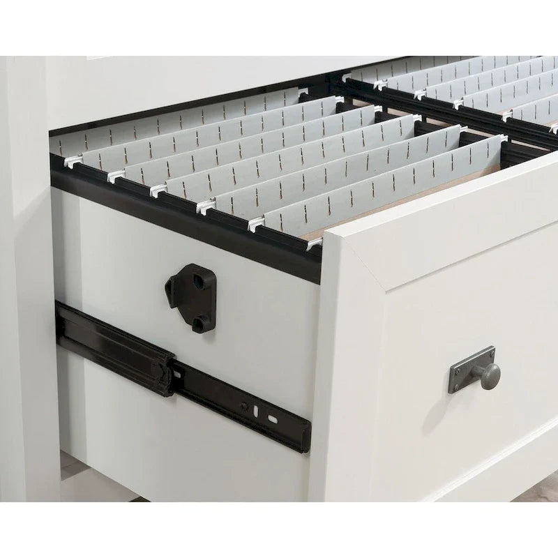 White 2-Drawer Storage Chest with Wood Top, Farmhouse Nightstand Dresser for Bedroom