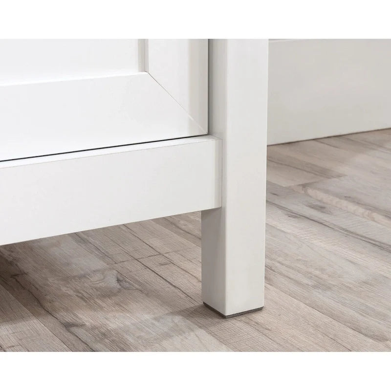 White 2-Drawer Storage Chest with Wood Top, Farmhouse Nightstand Dresser for Bedroom