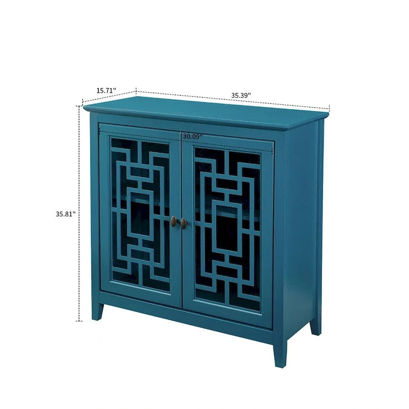 Credenza in legno in stile vintage tradizionale, blu verde acqua