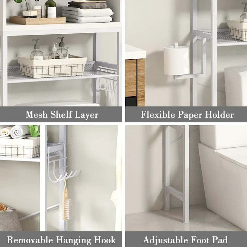 Over The Toilet Storage, 4-Tier Over-The-Toilet Space Saver Organizer Rack, Bathroom Organizer Over Toilet - N/A