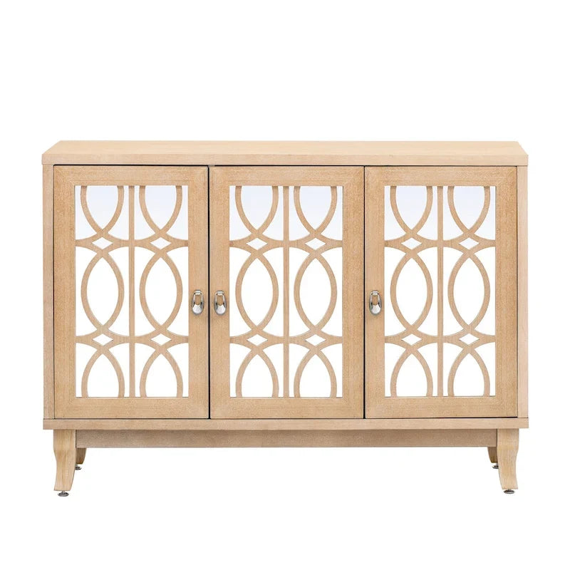 3-Door Sideboard Cabinet with Glass Doors