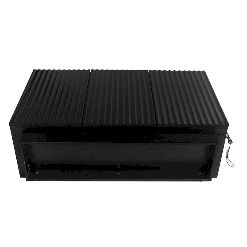 Credenza contenitore a 3 ante con linee intagliate e LED, ripiano regolabile, ampio mobile d'accento