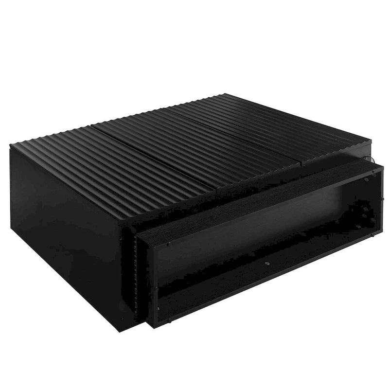 Credenza contenitore a 3 ante con linee intagliate e LED, ripiano regolabile, ampio mobile d'accento