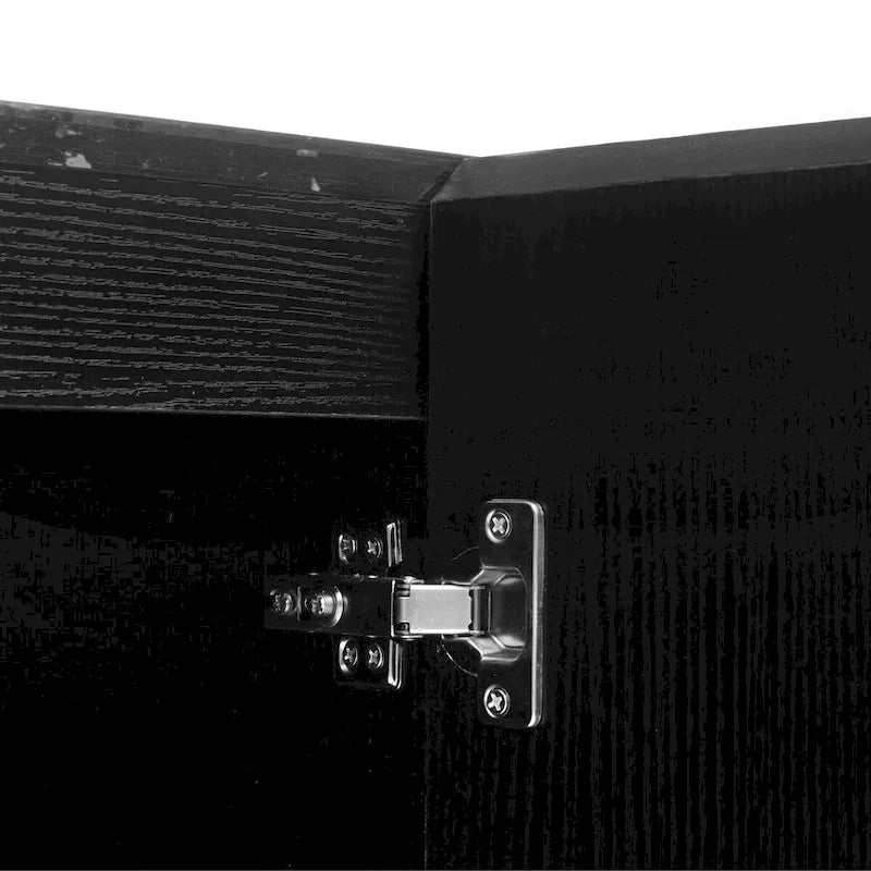 Credenza contenitore a 3 ante con linee intagliate e LED, ripiano regolabile, ampio mobile d'accento