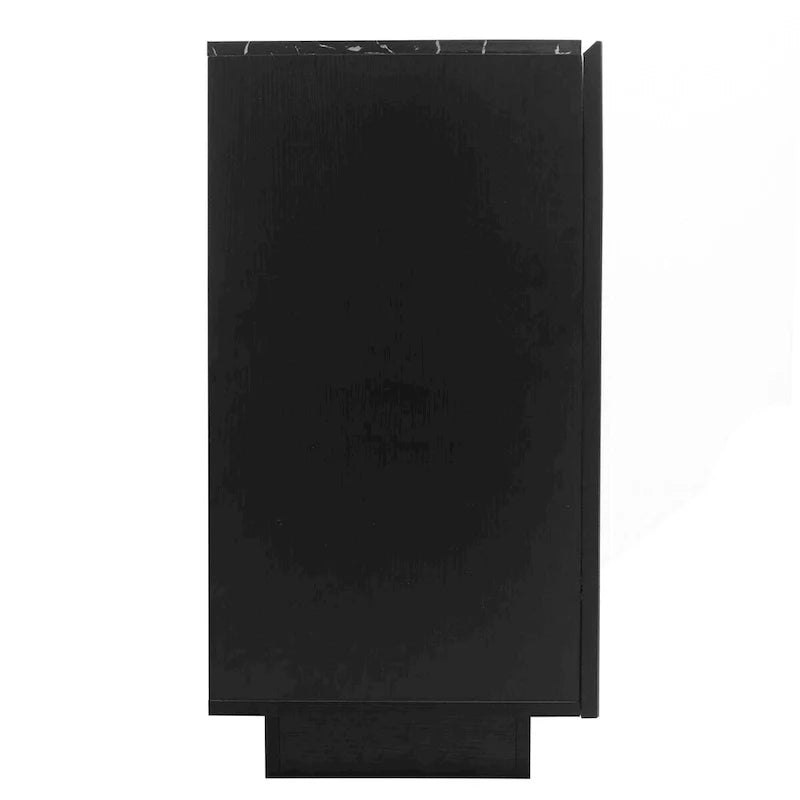 Credenza contenitore a 3 ante con linee intagliate e LED, ripiano regolabile, ampio mobile d'accento