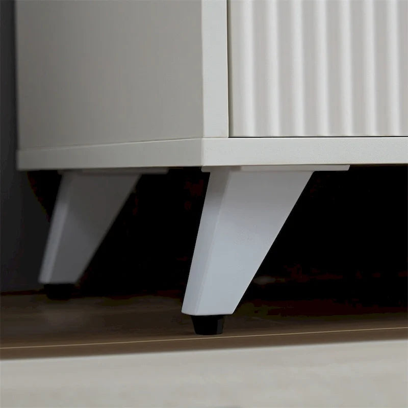 Credenza a onde, mobile d'accento bianco, libreria moderna